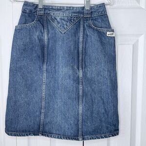 Vtg 80s‎ 90s Y2K GUESS Georges Marciano Denim Skirt High Waisted Midi Western 30